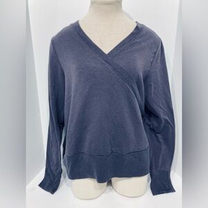 Athleta Recharge Sweatshirt Yoga Thumb Holes Faux Wrap Plum Women’s XL